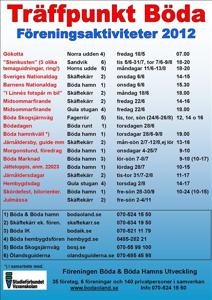 Tr&auml;ffpunkt B&ouml;da /Aktiviteter i B&ouml;da